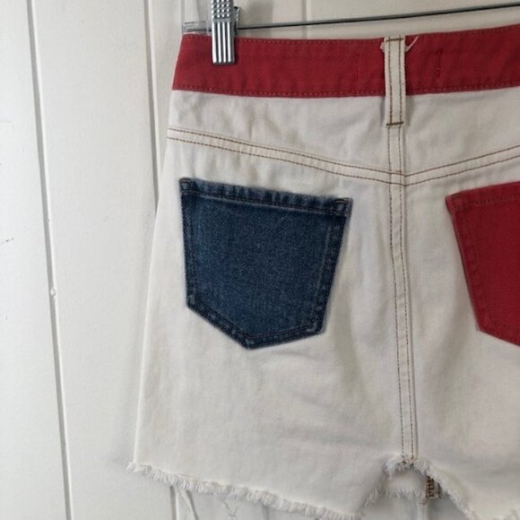 PacSun Womens Denim Skirt Color Block Distressed with Pockets Size 25 - Picture 6 of 13